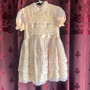Authentic Original Vintage Style Ivory Lace Kids Dress